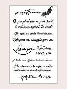 1 hoja Pegatina tatuaje con estampado de letra - Negro - Ver 2