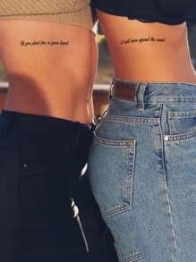 1 hoja Pegatina tatuaje con estampado de letra - Negro - Ver 3