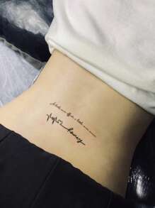 1 hoja Pegatina tatuaje con estampado de letra - Negro - Ver 4