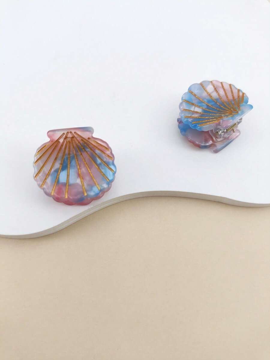 2入組女士外殼設計創意髮爪適用於頭髮裝飾用品 - 彩色 - 查看 1