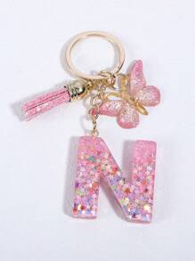 1 Phụ Nữ Thư & Bướm Quyến Rũ Móc Khóa Thời Trang Trang Trí Chìa Khóa - Hồng - Xem 3