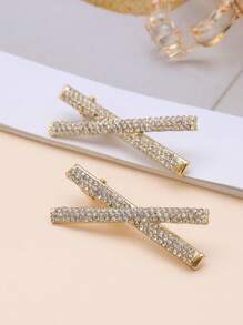 2 Chiếc Nữ Kim Cương Giả Đeo Chéo Trang Trí Kẹp Tóc Cá Sấu Quyến Rũ Để Trang Trí Tóc - Vàng - Xem 1