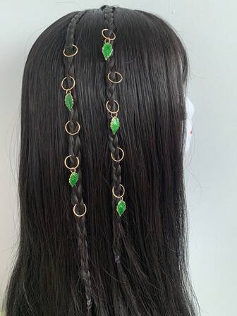 10入組女性樹葉裝飾時尚電話線髮圈適用於頭髮裝飾用品