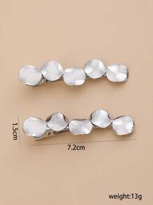 Set Of 2 Metal Wire Drawing Finish Small Round Hair Clips, Simple And Versatile Side Hair Accessories Casual Claw Clips Hair Claws Hair Barrettes
