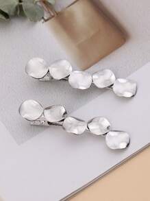 Set Of 2 Metal Wire Drawing Finish Small Round Hair Clips, Simple And Versatile Side Hair Accessories Casual Claw Clips Hair Claws Hair Barrettes