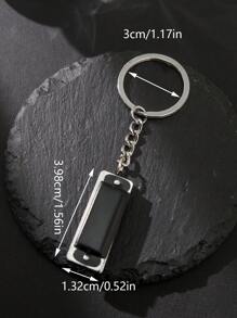 1入組男士口琴吊飾時尚鑰匙圈適用於鑰匙裝飾用品 - 黑色 - 查看 3