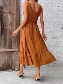 SHEIN LUNE Đầm Viên lá sen màu trơn Giải trí - màu nâu - Xem 7