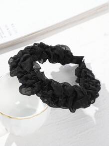 1入組女士素色褶飾優雅髮帶用於裝飾 - 黑色 - 查看 2