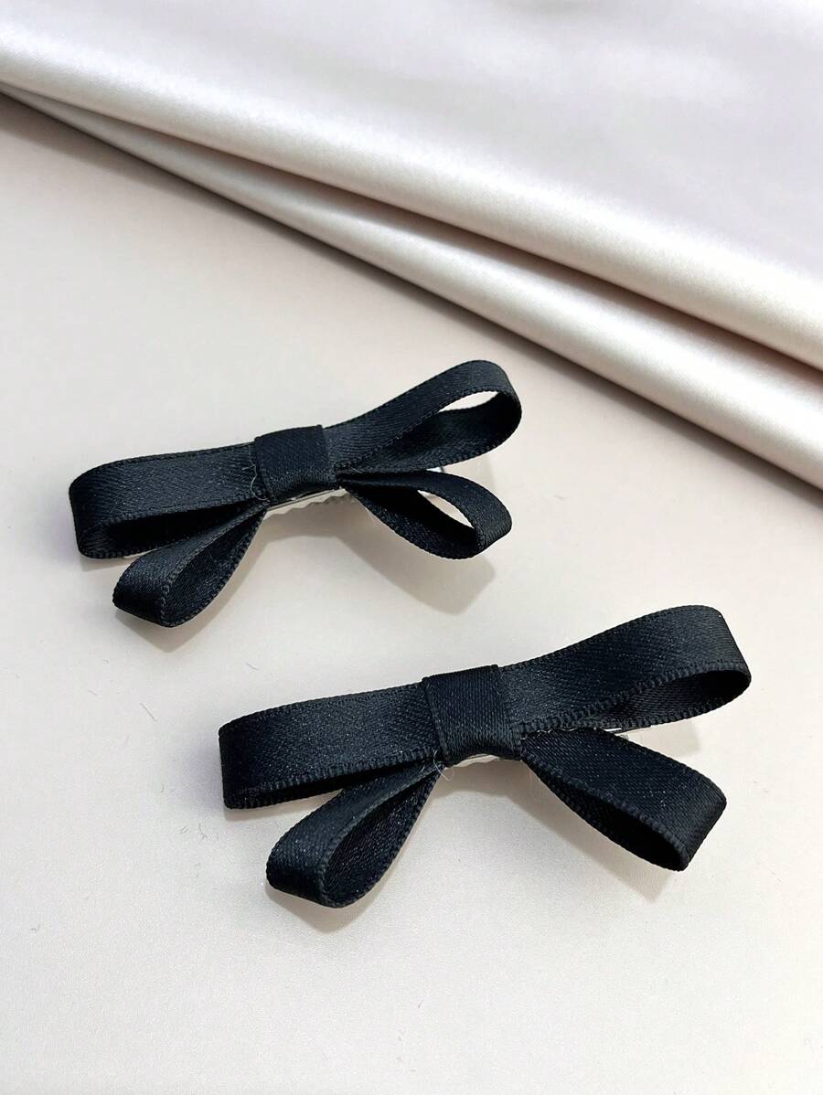 2 Miếng NỮ Trang trí Bow Thanh lịch Kẹp tóc da cá sấu , Đối với Đồ trang trí Đối với Trở lại Đến Trường học - màu đen - Xem 1