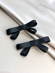 2 Miếng NỮ Trang trí Bow Thanh lịch Kẹp tóc da cá sấu , Đối với Đồ trang trí Đối với Trở lại Đến Trường học - màu đen - Xem 2