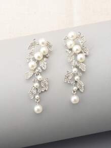 3入組/套魅力四射珍珠和水鑽裝飾首飾套裝適合女士適用於宴會 - 銀色 - 查看 3