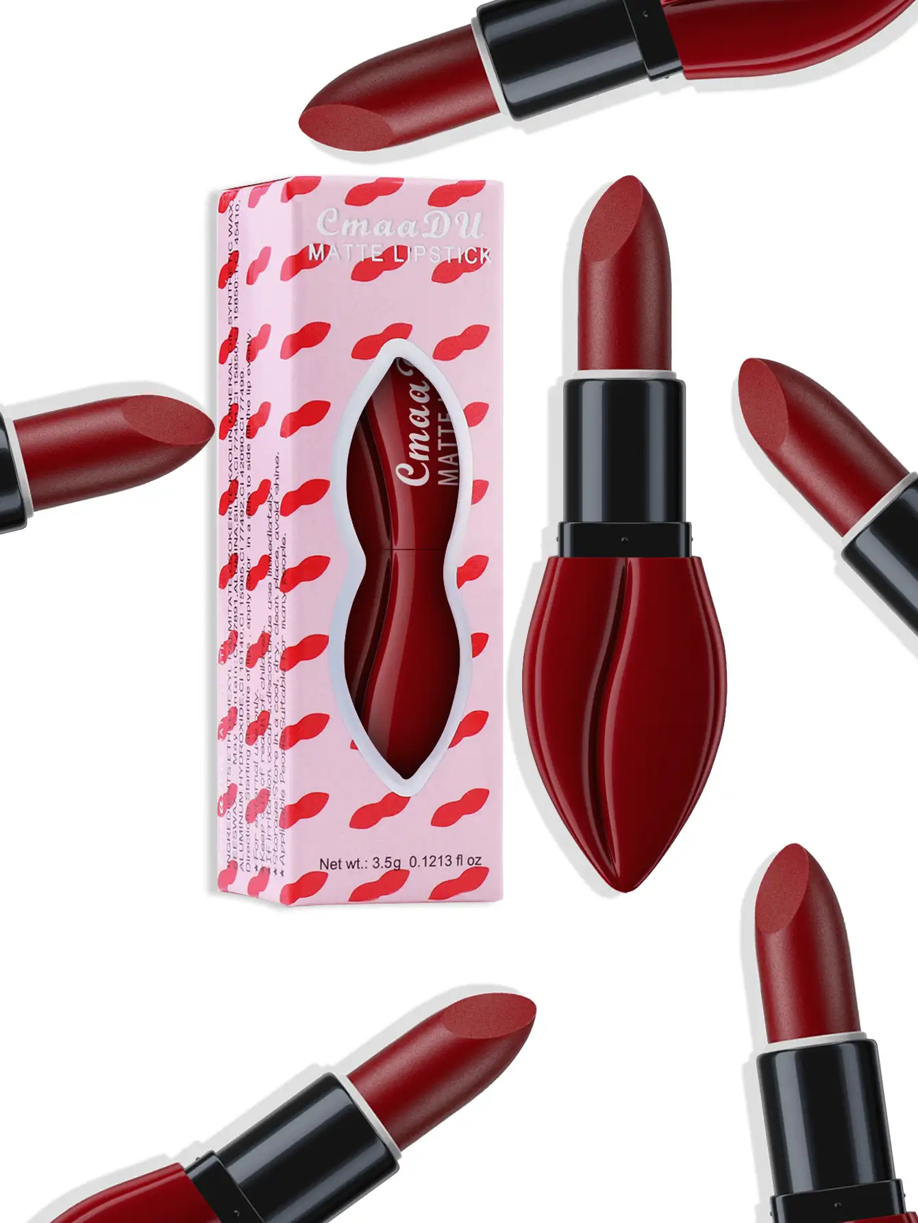 持久不粘杯子高顏料絲絨啞光口紅 - 紅色 - 查看 2