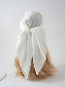 1入组女士素色百搭圍巾用於裝飾 - 白色 - 查看 2