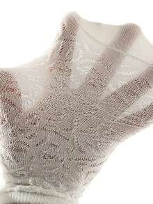 女孩蕾絲裝飾網眼襪 - 白色 - 查看 5