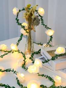 1 peça em forma de rosa folha decoração Corda plástico alimentado por bateria Luz decorativa para festa