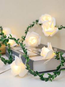 1 peça em forma de rosa folha decoração Corda plástico alimentado por bateria Luz decorativa para festa
