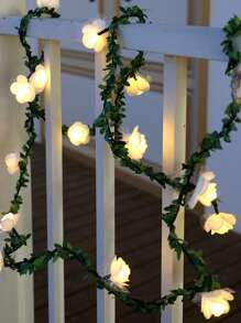 1 peça em forma de rosa folha decoração Corda plástico alimentado por bateria Luz decorativa para festa