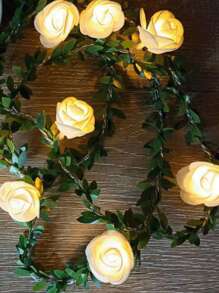 1 peça em forma de rosa folha decoração Corda plástico alimentado por bateria Luz decorativa para festa