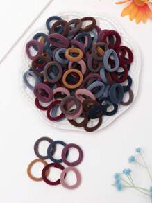 100pcs Girls Solid Hair Tie For Daily Decoration - Multicolor - View 2