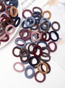 100pcs Girls Solid Hair Tie For Daily Decoration - Multicolor - View 3