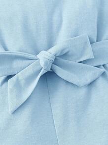 SHEIN 嬰兒褶邊腰帶連身短褲 - 淺藍色 - 查看 3