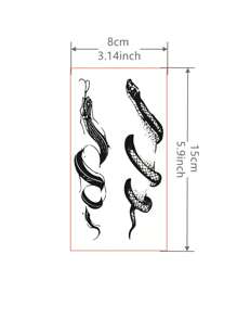 1pc Waterproof & Long-lasting Temporary Snake Tattoo Sticker - Black - View 3