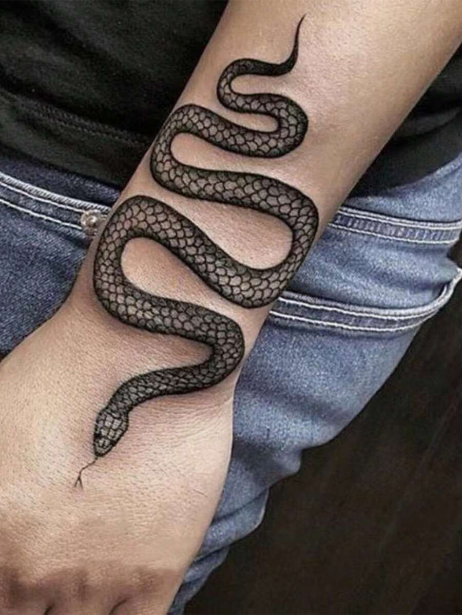 1 hoja de pegatina de tatuaje con patrón de serpiente,tatuajes maquina para tatuar tatuajes falsos