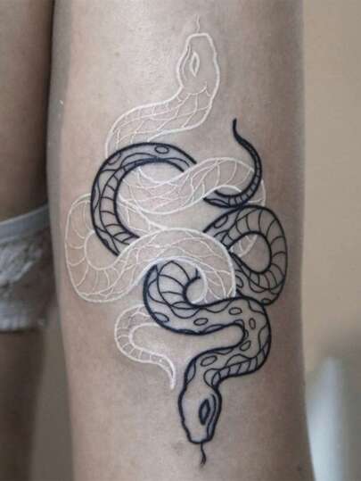 ملصق الوشم المؤقت بتصميم ثعبان ضد للماء يدوم طويلا قطعة واحدة تاتو تاتو ابيض ملصق ووشمشم وشم ملصق وشم وشم