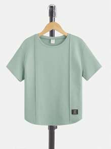 SHEIN 男童字母印花短袖T恤和短裤针织两件套 - 薄荷綠 - 查看 3