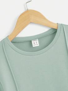 SHEIN 男童字母印花短袖T恤和短裤针织两件套 - 薄荷綠 - 查看 7