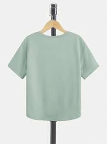 SHEIN 男童字母印花短袖T恤和短裤针织两件套 - 薄荷綠 - 查看 8
