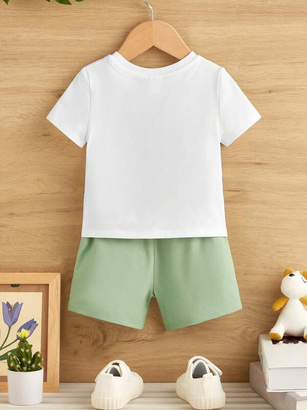 SHEIN Baby Boy Letter Graphic Tee & Shorts SHEIN UK