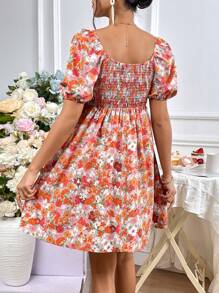 SHEIN Maternity Floral Print Puff Sleeve Dress - Multicolor - View 2