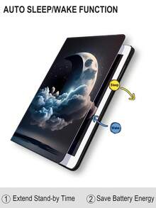 Funda compatible con iPad luna & con patrón de nube de silicona anticaída - Multicolor - Ver 4