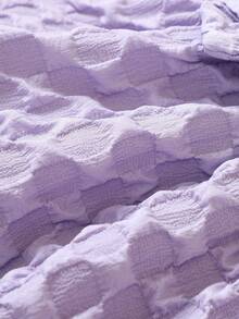 嬰兒素色紋理質感襯衫連衣裙 - 淡紫色 - 查看 5