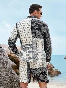 Manfinity Men Plus Paisley Print Shirt & Shorts - Multicolor - View 3