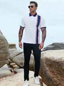 Manfinity Hombres Camisa polo con estampado de rayas - Blanco - Ver 6