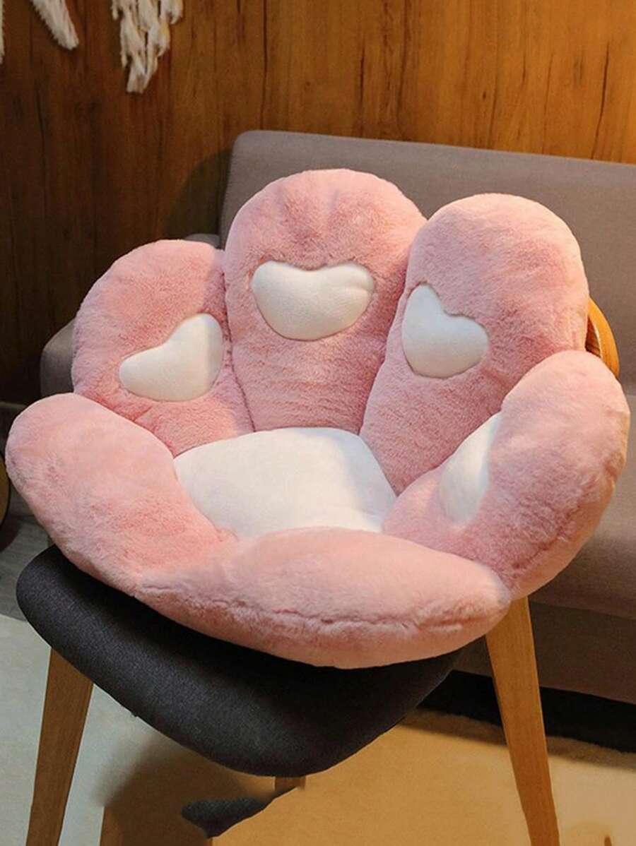 1pc Two Tone Decorative Pillow, Cute Paw Design Throw Pillow For Home - Pink - View 1