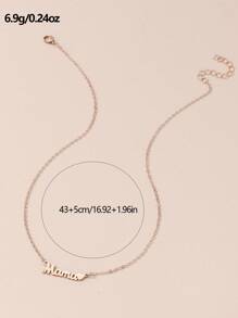 1入組時尚字母吊墜項鍊適合女士適用於母親節禮品 - 玫瑰金 - 查看 3