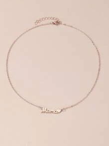1入組時尚字母吊墜項鍊適合女士適用於母親節禮品 - 玫瑰金 - 查看 6