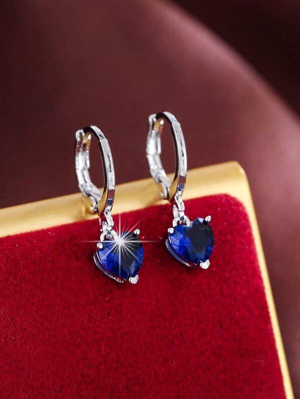 Cubic Zirconia Heart Drop Earrings Valentines,Mom,Mother,Mother's Day,Gift