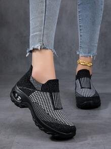 女性格紋圖案透氣氣墊低幫運動戶外運動鞋