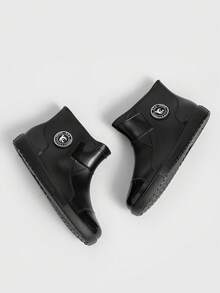 女士字母細節高幫雨時尚戶外雨鞋 - 黑色 - 查看 2