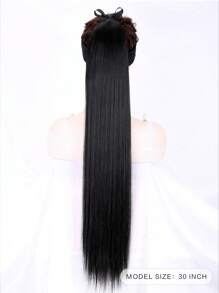 Long Straight Ponytail Synthetic Hair Extension - Black - View 4