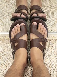 男款阿拉伯舒適拖鞋托卜長袍鞋涼鞋 - 咖啡棕 - 查看 4