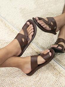 男款阿拉伯舒適拖鞋托卜長袍鞋涼鞋 - 咖啡棕 - 查看 5