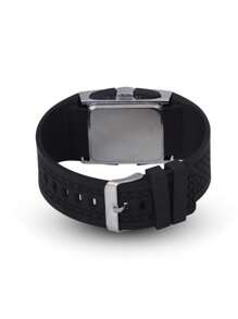 1 pieza Reloj digital Correa de silicona negra Deportivo resistente al agua Calendario de 24 horas Esfera cuadrada, para la vida diaria - Negro - Ver 3