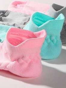 1pair Textured Athletic Socks - Light Grey - View 5