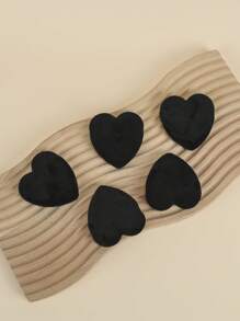 5入組黑色心形散粉撲水晶絲絨定型化妝海綿工具短款絲絨乾粉撲不吃粉 - 黑色 - 查看 2