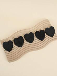 5入組黑色心形散粉撲水晶絲絨定型化妝海綿工具短款絲絨乾粉撲不吃粉 - 黑色 - 查看 4